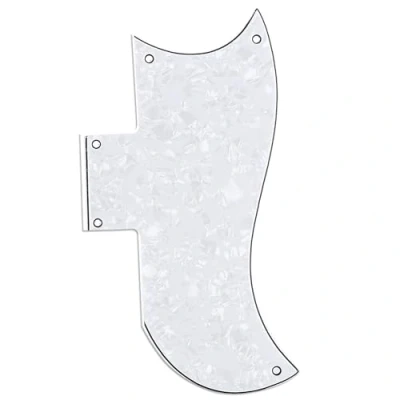 Abbildung von Musiclily Pro 5 Löcher Small Half Face Pickguard Gitarren Schlagbrett für USA Les Paul SG,4 lagig White Pearl