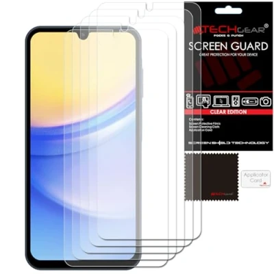 Abbildung von TECHGEAR Displayschutzfolien, kompatibel mit Samsung Galaxy A15 5G / A15, transparent, 5 Stück