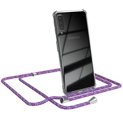 Abbildung von EAZY CASE Handykette kompatibel mit Samsung Galaxy A7 (2018) Handyhülle Umhängeband, Handykordel Schutzhülle, Silikonhülle, Hülle Band, Stylische Kette für Smartphone, Unicorn