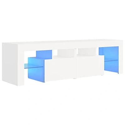 Abbildung von vidaXL TV Schrank mit LED Beleuchtung Möbel Fernsehtisch Wohnzimmermöbel Lowboard Ständer Mediamöbel Fernsehschrank Weiß 140x36,5x40cm