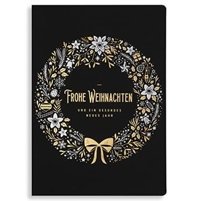 Abbildung von Art Nuvo EXKLUSIVE WEIHNACHTSKARTEN SATZ VON 10 GLEICHEN KARTEN, 120x170mm, VERGOLDETE UND GEPRÄGTE WEIHNACHTSMOTIVE HERGESTELLT AUS SCHMUCKPAPIER MIT EINLAGEN UMSCHLÄGEN