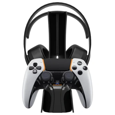 Abbildung von snakebyte PS5 Controller &amp; Headset Ladestation lädt DualSense Edge Wireless Headsets, 2Std. Ultra Schnellladung, geprüfte deutsche Qualität, Playstation 5 Design (Schwarz)