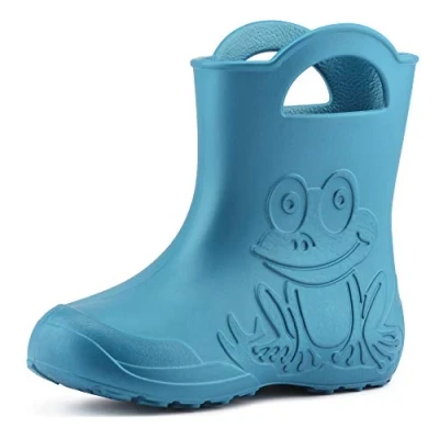 Abbildung von Ladeheid Eva federleichte Kinder Gummistiefel für Jungen und Mädchen Regenschuhe Bequeme wasserdichte Regenstiefel LA CA 01 (Metallisches Blau, 28/29 EU)