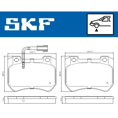 Abbildung von SKF VKBP 80610 E Bremsbelagsatz inkl. Verschleißwarnkontakt