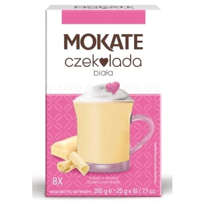 Abbildung von MOKATE® Hot Chocolate Trinkschokolade 8 Säckchen 200g Geschmack: Weiße Schokolade Trinkmilchschokolade lösliches Instant Getränkepulver Smooth &amp; Creamy Kakao Pulver Getränke