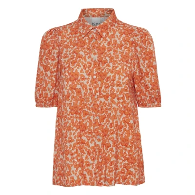 Abbildung von ICHI Ihaya SH Hemdbluse, Damen, Größe: 34, Coral rose leo aop