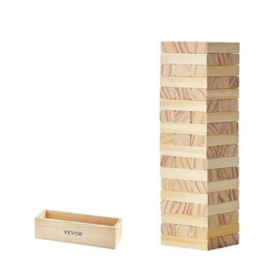 Abbildung von VEVOR Wackelturm Holz Stapelspiel Turm Spiel 54 Blöcke Domino