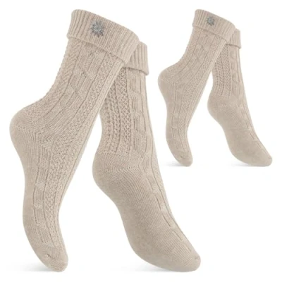 Abbildung von celodoro Trachtensocken Trachten Socken (2 Paar) mit Edelweiß Pin für Damen &amp; Herren