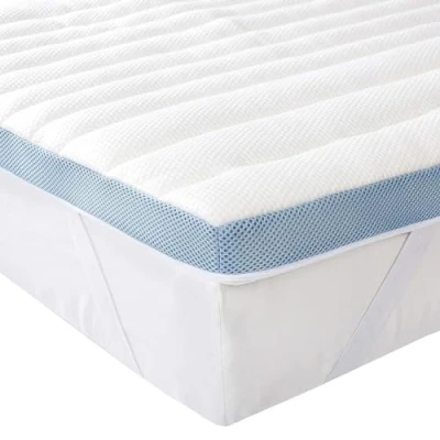 Abbildung von Amazon Basics Memoryschaum Matratzenauflage mit Bändern, 160 x 200 cm, 5 cm Höhe, weiß