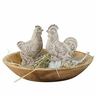 Abbildung von Loberon Huhn 2er Set Gesualdo, handgemacht, nostalgisches Antik Finish, Deko Hühner, Tierfiguren, Ostern, Osterfest, Osterdekoration, Polyresin, antikbraun
