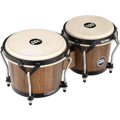 Abbildung von Meinl Percussion Bongos Headliner Wood 2 Handtrommeln mit 6,75 und 8 Zoll inkl. Stimmschlüssel Siam Eiche, Braun (HTB100WB M)