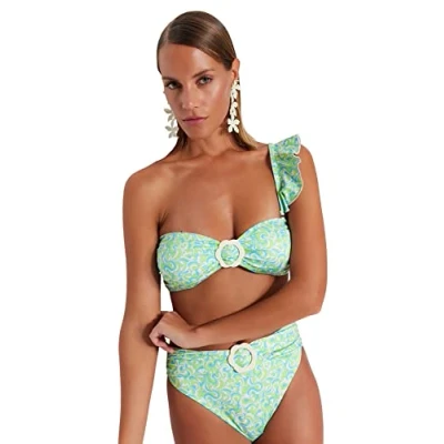Abbildung von TRENDYOL Damen Strick Bikinioberteil Bademode, Grün mehrfarbig, 40