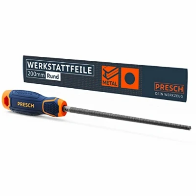 Abbildung von Presch Werkstattfeile Rund 200mm Umlaufender Hieb H2 zum feilen von Rundungen in Metall, Holz oder Kunststoff Hochwertige Metallfeile