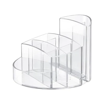 Abbildung von HAN Schreibtischköcher RONDO, Stiftehalter mit 9 Fächern, Schreibtisch Organizer, Briefschlitz und Gummifüßen, Premiumqualität, 17460 23, transparent glasklar