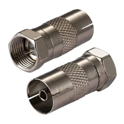 Abbildung von Vecys TV Antennen Koaxialkabel Adapter F Typ Stecker auf Buchse DVB T T2 Tuner Antennenadapter HD für Ariel BK LED 4K 3D UHD (2 Stück)