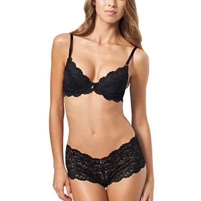 Abbildung von Smart &amp; Sexy Damen Signature Lace Bra Push Up BH, Durchsichtig, Schwarzer Farbton, 75A