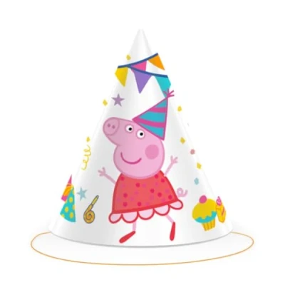 Abbildung von BeenSmile, PEPPA PIG Geburtstagshüte, Partyhüte aus Pappe, Kindergeburtstag Dekoration, Geburtstag Party Hüte, 6 Kappen