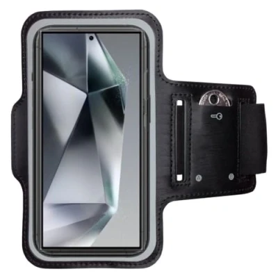 Abbildung von CoverKingz Sportarmband für Samsung Galaxy S24 Ultra Armtasche mit Schlüsselfach Oberarm Halterung Sport Laufarmband Handy Armband Schwarz
