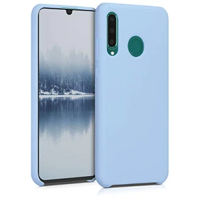 Abbildung von kwmobile Hülle kompatibel mit Huawei P30 Lite Silikon Handy Case Handyhülle weiche Oberfläche kabelloses Laden Hellblau matt