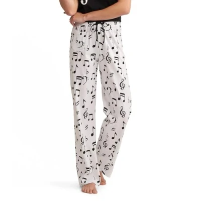 Abbildung von Hatley Damen Klassische Pyjamahose aus Jersey Schlafanzughose, Musiknotizen, X Large