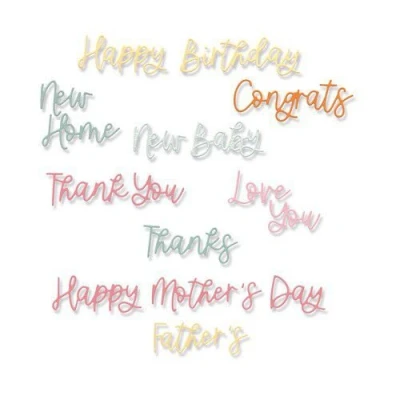 Abbildung von Sizzix Thinlits Die Set 14PK Variety Sentiments 666131 Lisa Jones (01 23)