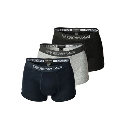 Abbildung von Emporio Armani Boxer UOMO / MAN MENS KNIT 3PACK Trunsea BLUE Panties, Herren, Größe: Medium, Marine/grg mel/nero/marine/melange grey/