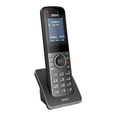 Abbildung von Snom M55 DECT Mobilteil mit Ladeschale, 2,4 Farbdisplay, Schnurlos, OTA Updates, Gürtel Clip, Intuitiv, Zero Touch via M500 Basis, 1500 mAh, 12h HD Gesp
