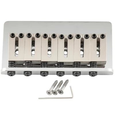 Abbildung von Musiclily Ultra 52,5mm Offset Saitenreiter Feste Hardtail Steg Bridge für Strat Tele Style E Gitarre, Chrom