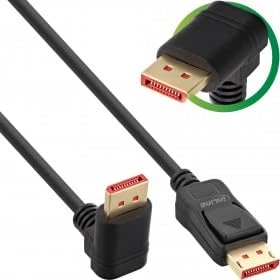 Abbildung von InLine® DisplayPort 1.4 Kabel, 8K4K, nach unten gewinkelt, schwarz/gold, 5m