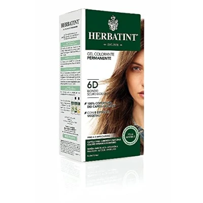 Abbildung von Herbatint Permanente Haarfarbe 6D Dunkelblond Gold 150 ml, ohne Ammoniak, 100% Abdeckung für weißes Haar, dermatologisch getestet empfindliche Haut, mit 8 Bio Pflanzenextrakten