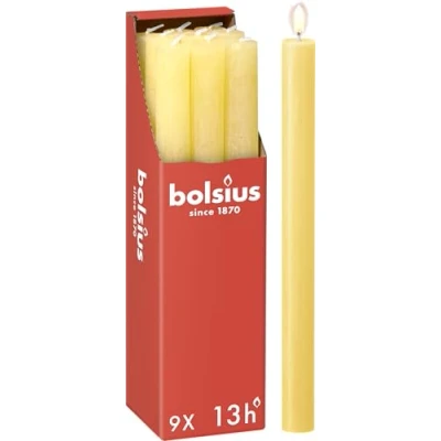Abbildung von Bolsius Abendkerze Rustikal Sunny Yellow 27 cm 9 Stück