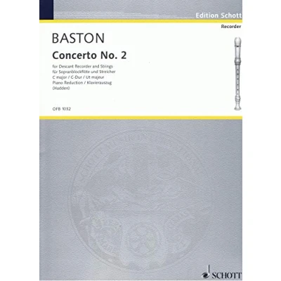 Abbildung von Concerto No. 2 C Dur: Sopran Blockflöte, Streicher und basso continuo. Klavierauszug.: descant recorder, strings and Réduction pour piano. (Edition Schott)