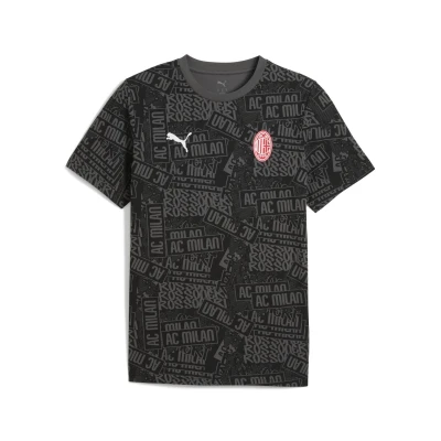 Abbildung von Puma AC Milan FtblCulture Allover Print T Shirt Herren Black/Red Größe: XS