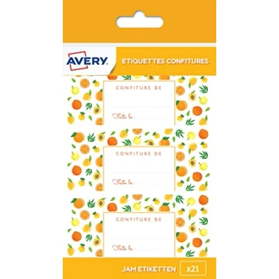 Abbildung von Avery 21 Etiketten für Marmeladen, gelbe Früchte, 95 x 40 mm