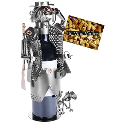 Abbildung von BRUBAKER Weinflaschenhalter Jäger mit Jagdhund Flaschenhalter, (1 St., inklusive Grußkarte), Weinhalter Metall Skulptur, Wein Geschenk