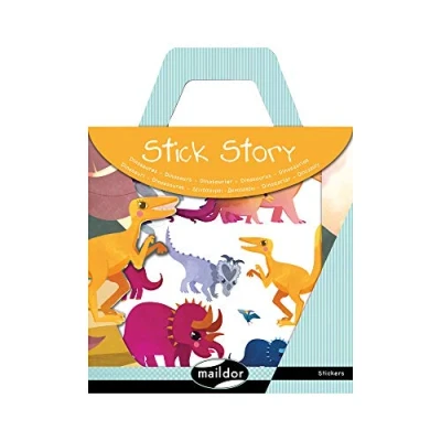 Abbildung von Maildor AF007O Packung Stick&#039;Story (4 Stickerbögen und 2 Kulissen, ideal für Kinder ab 5 Jahren, Dino) 1 Pack