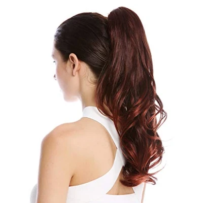 Abbildung von WIG ME UP MKB 30 V 2T642 Haarteil Zopf Pferdeschwanz lang gewellt leicht gelockt Schwarz gesträhnt Rot Highlights 45 cm