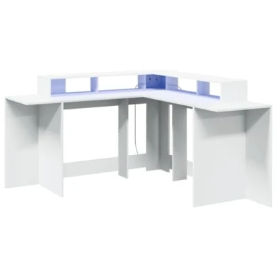 Abbildung von vidaXL Schreibtisch LED Weiß 152x152x91 cm Holzwerkstoff