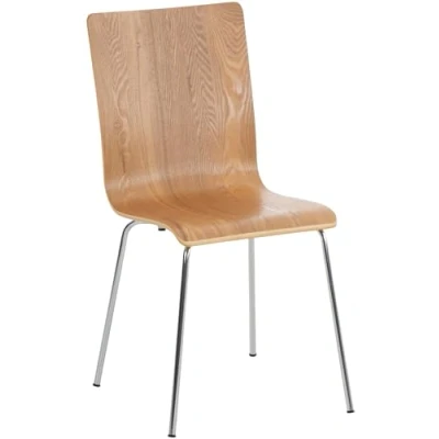 Abbildung von CLP Besucherstuhl Pepe I Ergonomisch Geformter Lehnstuhl Mit Holzsitz Stabiles Metallgestell Komfort Und Stil Robuster Konstruktion, Farbe:Eiche