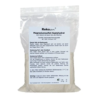 Abbildung von Rekosan ® Magnesiumsulfat,Bittersalz, Epsom Salz, Lebensmittel /Pharmaqualität 1 kg