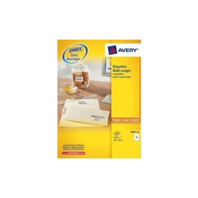 Abbildung von Avery Mehrzweck Etiketten für Laser /Tintenstrahldrucker und Kopierer 105 x 37 mm 1600 Stück, weiß