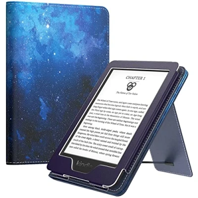 Abbildung von MoKo Hülle Kompatibel mit 6&quot; Kindle 11th Gen 2022 / 10th 2019 8th 2016, Slim PU Tablet Schutzhülle Auto Schlaf/Aufwach Handschlaufe Kickstand für 11/10/8, Blau Sterne