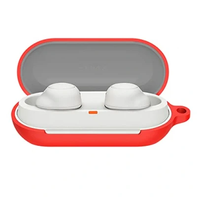Abbildung von RanTuo Bluetooth Kopfhörerhülle für Sony WF C500, Weiches TPU, Staubdicht, Sturzfest, Kopfhörer Hülle Abdeckung C500.(Rot)