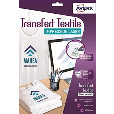 Abbildung von Avery c9403 15 Papiere Transfers Shirt/Textil A4 weiß/klar