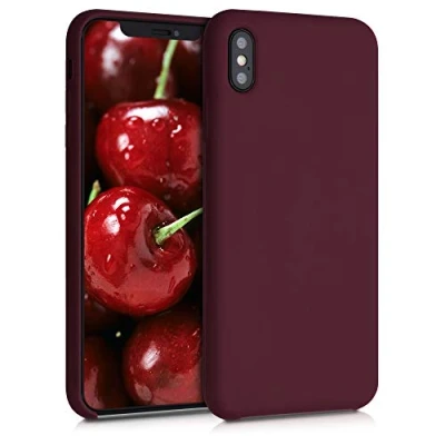 Abbildung von kwmobile Hülle kompatibel mit Apple iPhone XS Max Silikon Handy Case Handyhülle weiche Oberfläche kabelloses Laden Tawny Red