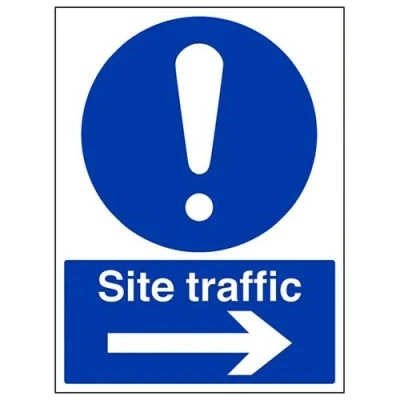 Abbildung von VSafety Site Traffic, Pfeil rechts, Hochformat, 300 x 400 mm, 1 mm starrer Kunststoff