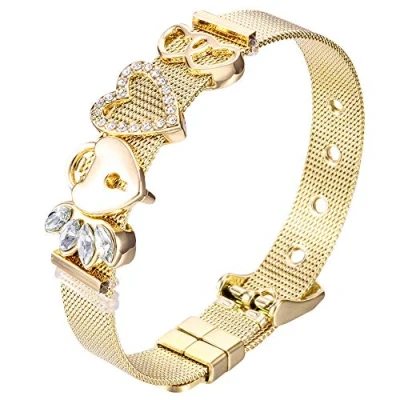 Abbildung von Heideman Armband Milanaise goldfarben (Armband, inkl. Geschenkverpackung), mit verschiedenen Charms &quot;Herz&quot; und &quot;Schloss&quot;