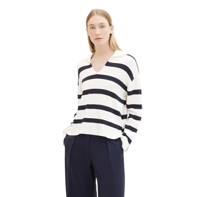 Abbildung von TOM Tailor Gestreifter Strickpullover, Damen, Größe: XL, Offwhite navy stripe knit