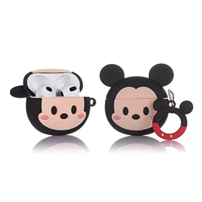 Abbildung von Derhom Airpods 3 Schutzhülle aus Silikon, lustig, niedlich, modisch, weich, Comic Motiv, kompatibel mit Apple [Cartoon Avatar Serie] [2021 Released] (Mickey Face)