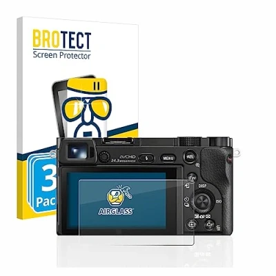 Abbildung von BROTECT Schutzglas für Sony Alpha 5000/6000 / 6400 (3 Stück) Schutzfolie Panzer Folie Glas [Extrem Kratzfest 9H, Anti Fingerprint,